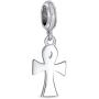 Religious Key Of Life Egyptian Ankh Cross Dangle Charm Bead For Women Teen Oxidized .925 Sterling Silver Fits European Bracelet
