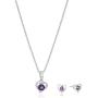 Girls Petite Sterling Silver Birthstone Open Heart Stud Earrings and 16'' Pendant Necklace Jewelry Set