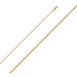 Wellingsale 14k Yellow OR White Gold Polished Solid 1.1mm Braided Wheat Chain with Lobster Claw Clasp