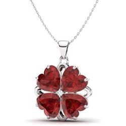 Diamondere Natural and Certified Heart Cut Gemstone and Diamond Flower Necklace in 14k White Gold | 1.65 Carat Pendant with Chain