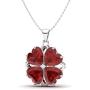 Diamondere Natural and Certified Heart Cut Gemstone and Diamond Flower Necklace in 14k White Gold | 1.65 Carat Pendant with Chain
