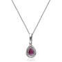 Gin & Grace 10K White Gold Natural Diamond (I1,I2) & Pear Cut Genuine Ruby Pendant for Women