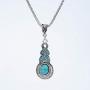 Asooll Bohemian Turquoise Necklace Chain Silver Water Drop Blue Beaded Necklace Pendant Fashion Jewelry for Women