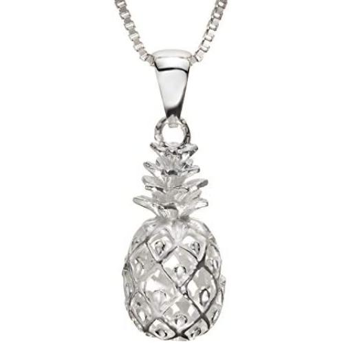 Sterling Silver Pineapple Pendant with 18'' Box Chain