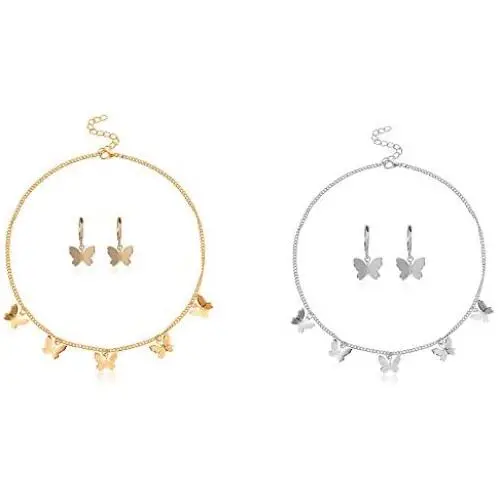 Butterfly Silver Gold Star Tassels Tiny Pendant Choker Necklace Earrings Set Cute Dainty Elegant Animal Dangle Charm Earrings Statement Collar Necklace for Women Girls Party Gifts Jewelry Butterfly Silver Gold Star Tassels Tiny Pendant Choker Necklace Earrings Set Cute Dainty Elegant Animal Dangle Charm Earrings Statement Collar Necklace for Women Girls Party Gifts Jewelry