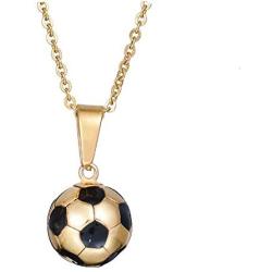 HSQYJ Stainless Steel Enamel Football Necklace Soccer Pendant Player Pendant Charm Necklaces Athlete Sport Fan Gift Jewelry Gold Plated for Men Women