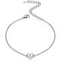 ChicSilver Personalized Heart Initial Bracelet, 925 Sterling Silver Letter Bracelet Fashion Dainty Heart Charm Bracelet for Women Girls(with Gift Box)