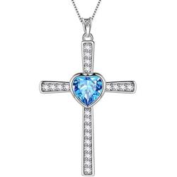 Birthstone Necklace/Earring 925 Sterling Silver Women Cross/3D Cube/Cresent Moon Birth Stone Jewelry Mens Birthday Gift Anniversary Present