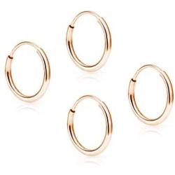 SOLIDGOLD - 14K Endless Gold 10mm Infinity Hoop Sleeper Earrings 2-3 Pair Set | Yellow, Rose & White Gold