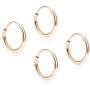 SOLIDGOLD - 14K Endless Gold 10mm Infinity Hoop Sleeper Earrings 2-3 Pair Set | Yellow, Rose & White Gold