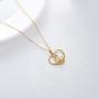 14k Gold Heart Pendant Necklace for Women, Real Gold Lucky Elephant Love Jewelry Gifts for Mother/Wife, 16+1+1 Inch