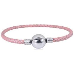 JMQJewelry Leather Stainless Steel Chain Bead Charm for Bracelets Women Men Girl Jewelry 18.8cm 7.4inches