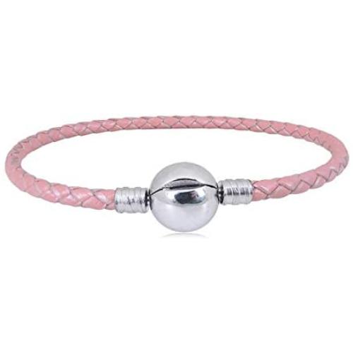 JMQJewelry Leather Stainless Steel Chain Bead Charm for Bracelets Women Men Girl Jewelry 18.8cm 7.4inches