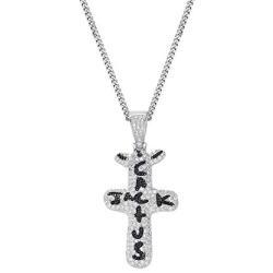 LKV Cactus Jack Cross Pendant Gold Plated Brass Necklace Iced Out Cubic Zircon Hip Hop Jewelry