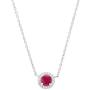Sterling Silver Genuine Ruby or Emerald Halo Necklace and Halo Stud Earrings Boxed Jewelry Set