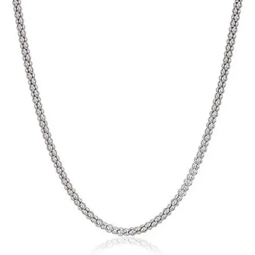 Sterling Silver 2.00mm Popcorn Flex Rhodium Plated Chain Sterling Silver 2.00mm Popcorn Flex Rhodium Plated Chain