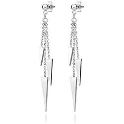 555Jewelry Womens Stainless Steel Triple Triangle Dangle Hanging Stud Earrings