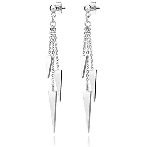555Jewelry Womens Stainless Steel Triple Triangle Dangle Hanging Stud Earrings 555Jewelry Womens Stainless Steel Triple Triangle Dangle Hanging Stud Earrings