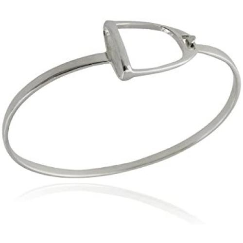 Sterling Silver Stirrup Bangle Bracelet, Horse Saddle Equestrian Jewelry