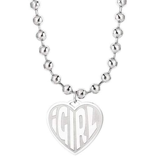 iGirl Heart Pendant Necklaces for Women and Girls Harajuku Streetwear Choker Stainless Steel Chain Jewelry Gifts