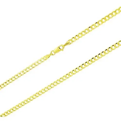 Nuragold 10k Yellow Gold 3mm Solid Cuban Curb Link Chain Pendant Necklace, Mens Womens Lobster Lock 16'' 18'' 20'' 22'' 24'' 26'' 28'' 30'' Nuragold 10k Yellow Gold 3mm Solid Cuban Curb Link Chain Pendant Necklace, Mens Womens Lobster Lock 16'' 18'' 20'' 22'' 24'' 26'' 28'' 30''