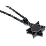 Mealguet Jewelry Stainless Steel Star of David Cubic Zirconia Hexagram Masonic Freemason Pendant Necklace for Men,24'' Chain