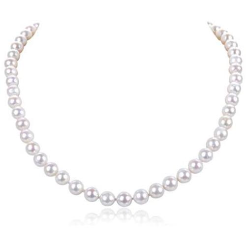 Natural AAA Quality Round White Cultured Freshwater Pearl Necklace Jewelry for Women Girls Anniversary Birthday Mother Christmas Gifts