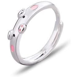 MIXIA Creative Cute Pink Red Pig Rings Popular Lucky Piggy Animal Couple Adjustable Open Ring for Women Jewelry