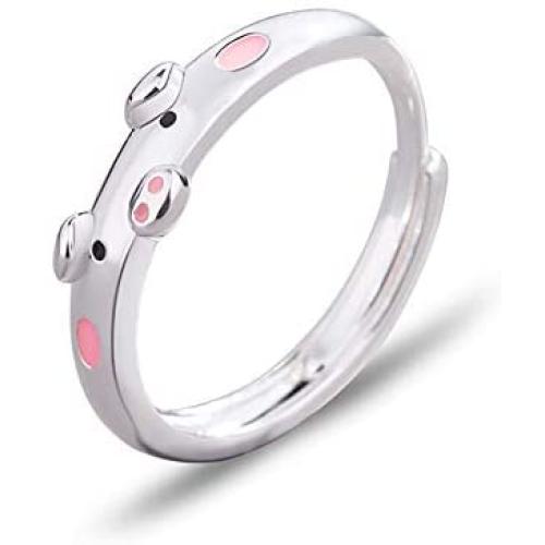 MIXIA Creative Cute Pink Red Pig Rings Popular Lucky Piggy Animal Couple Adjustable Open Ring for Women Jewelry