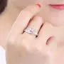 AILIN Sterling Silver Engagement Ring Promise Ring for Her 2 Heart Birthstones 2 Names & 1 Engraving Customized & Personalized