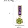 9K Yellow Gold Drop Pedant with Round 5 mm Peridot August Birthstone and 2.5x2.5 mm Square Amethyst February Birthstone