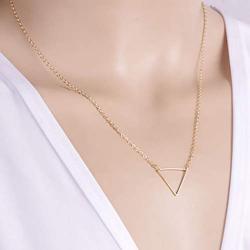 Jovono Fashion Triangle Pendant Necklaces Dainty Necklace Chain Jewelry for Women and Girls (Silver)