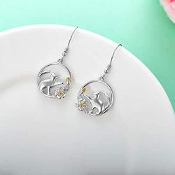 POPKIMI Dangle Earrings for Women Fashion Sterling Silver Dangling Drop Earrings Birthday Gifts for Teens Girls