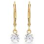 14k Yellow or White Gold Leverback Earrings with Cubic Zirconia CZ Dangles | Various Sizes | Gift Boxed