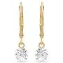 14k Yellow or White Gold Leverback Earrings with Cubic Zirconia CZ Dangles | Various Sizes | Gift Boxed