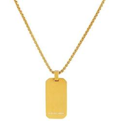 Geoffrey Beene Stainless Steel Mens Angled Edges Dog Tag Necklace