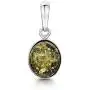 Amberta 925 Sterling Silver with Genuine Baltic Amber - Classic Oval Pendant for Women - Various Stone Colors Amberta 925 Sterling Silver with Genuine Baltic Amber - Classic Oval Pendant for Women - Various Stone Colors