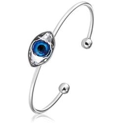 Evil Eye Bangle Bracelet,Blue Swarovski Element Crystal Bracelet Free Size Gift for Womens Girls,Crystal from Swarovski