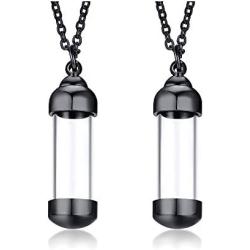 Stainless Steel Glass Openable Container Vial Tube Urn Keepsake Cremation Ashes Holder Memorial Pendant Necklace,Funnel Kit Included