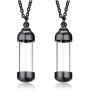 Stainless Steel Glass Openable Container Vial Tube Urn Keepsake Cremation Ashes Holder Memorial Pendant Necklace,Funnel Kit Included