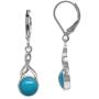 Silvershake 7mm Genuine Round Arizona American Turquoise White Gold Plated 925 Sterling Silver Casual Leverback Earrings Jewelry for Women
