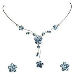 Faship Gorgeous Rhinestone Crystal Floral Necklace Earrings Set