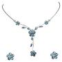Faship Gorgeous Rhinestone Crystal Floral Necklace Earrings Set