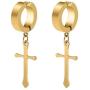 Non-Pierced Clip On Cross Dangle Drop Hoop Hinged Earrings Set for Men Women No Piercing Ear Plug Jewelry for Graduation Easter Christmas