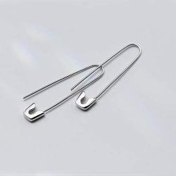 Sterling Silver Safety Pin Earrings Punk Geometric Earring for Women Men Unisex