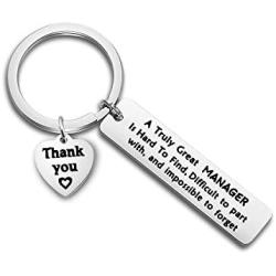 ENSIANTH Manager Gift A Truly Great Manager is Hard to Find Difficult to Part with and Impossible to Forget Keychain Thank You Gift for Management,Leader,Boss