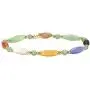 14K Yellow Gold Genuine Multicolor Jade Beaded and Barrel Strand Bracelet (5mm), Fish Hook Clasp, 7.5 inches 14K Yellow Gold Genuine Multicolor Jade Beaded and Barrel Strand Bracelet (5mm), Fish Hook Clasp, 7.5 inches