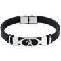 NC Leather Bracelet for Women Mens, Stainless Steel Friendship Teen Girls Bracelets of Charm Couples 12 Constellations Black Bracelet Jewelry