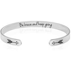 jolliz Motivational Bracelets for Women, Inspirational Gift for Mom, Friend, Sister, Friendship Personalized Silver Bracelets for Her, Stainless Steel Bangle Manta Band