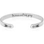 jolliz Motivational Bracelets for Women, Inspirational Gift for Mom, Friend, Sister, Friendship Personalized Silver Bracelets for Her, Stainless Steel Bangle Manta Band